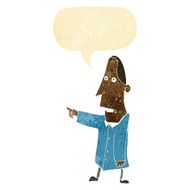 cartoon ugly man pointing with speech bubble