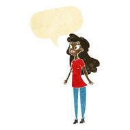 cartoon pretty girl with speech bubble N2