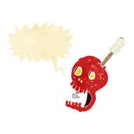 funny cartoon skull and arrow with speech bubble