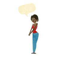 cartoon content woman with speech bubble