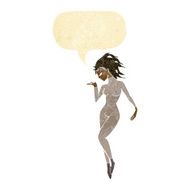 cartoon future space woman with speech bubble