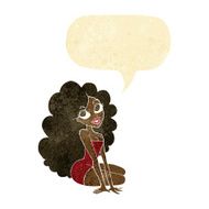 cartoon pretty woman with speech bubble