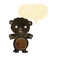 frightened black bear cartoon with speech bubble