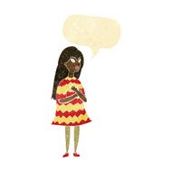 cartoon surprised girl with speech bubble