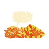 cartoon resting tiger with speech bubble
