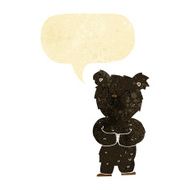 cartoon happy little black bear with speech bubble N3