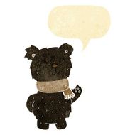 cartoon waving black bear with speech bubble N2