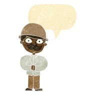 cartoon man in safari hat with speech bubble