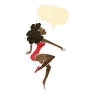 cartoon dancing woman with speech bubble N3