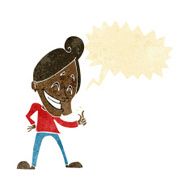 cartoon man snapping fingers with speech bubble