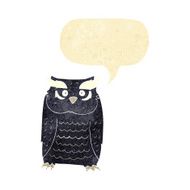 Cartoon owl with speech bubble N2