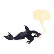cartoon killer whale with speech bubble