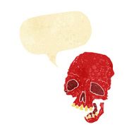 cartoon spooky skull with speech bubble N7