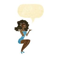 cartoon attractive woman sitting with speech bubble