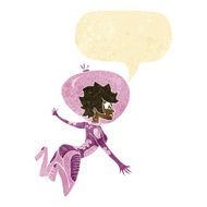 cartoon space woman with speech bubble N2