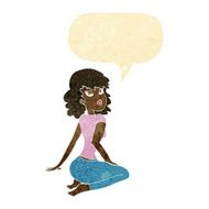cartoon pretty woman with speech bubble N2