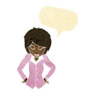 cartoon woman with hands on hips speech bubble N4