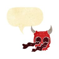 cartoon halloween skull with speech bubble