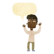 cartoon anxious man with speech bubble