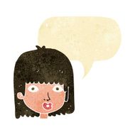 cartoon surprised woman with speech bubble N3