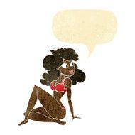 cartoon sexy woman in underwear with speech bubble