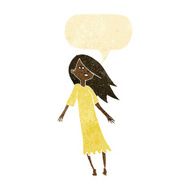 cartoon ghost like girl with speech bubble