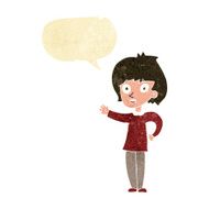 cartoon happy woman with speech bubble N7