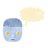 cartoon robot head with speech bubble