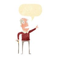 cartoon old man with walking stick speech bubble N2