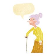 cartoon old woman with speech bubble N2