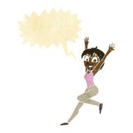 cartoon excited woman with speech bubble N5