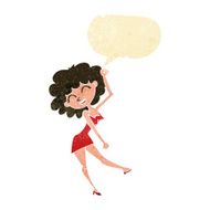 cartoon dancing woman with speech bubble N4