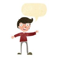cartoon excited boy with speech bubble N3