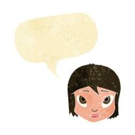 cartoon female face with speech bubble N4