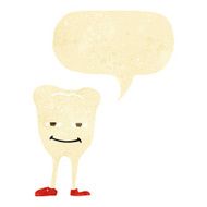 cartoon smiling tooth with speech bubble