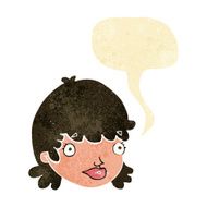 cartoon female face with surprised expression speech bubble N4
