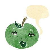 cartoon apple with face speech bubble