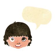 cartoon happy female face with speech bubble N10