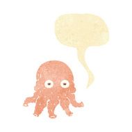 cartoon alien squid face with speech bubble
