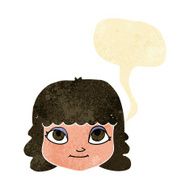 cartoon happy female face with speech bubble N11