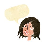 cartoon annoyed woman with speech bubble N4