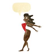 cartoon sexy woman in swimsuit with speech bubble