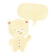 cartoon waving polar bear cub with speech bubble N2