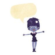 cartoon happy vampire girl with speech bubble N2