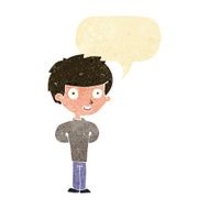 Cartoon happy boy with speech bubble N4