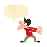 cartoon annoyed man gesturing with speech bubble N2