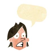 cartoon frightened face with speech bubble N2