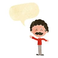 cartoon man with mustache waving speech bubble