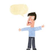 cartoon frightened man with speech bubble N5