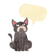 cartoon grumpy little dog with speech bubble